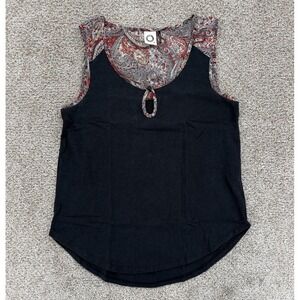 Akemi Kin Anthropologie Tank Top Womens XS Multi Paisley Keyhole Neck Cotton Mix